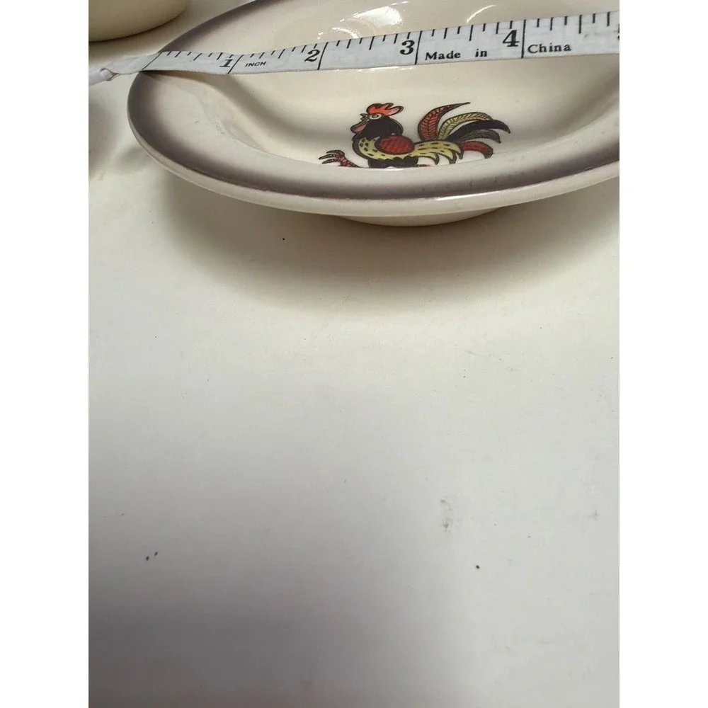 Vintage Metlox Poppytrail Red Rooster‎ 6 Inch Fruit Berry Bowls - Set of 4